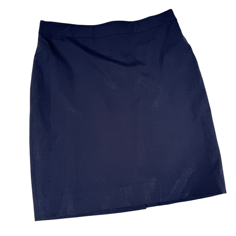 American Airlines Lands End Skirt Womens 4 Navy Wool Blend Pencil 514506 Career